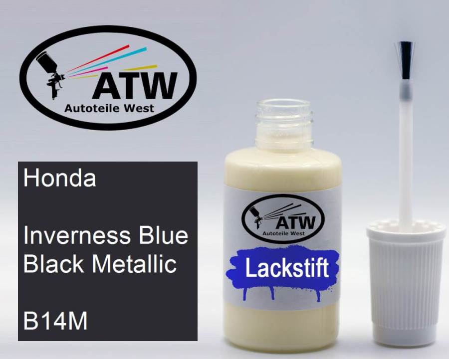 Honda, Inverness Blue Black Metallic, B14M: 20ml Lackstift, von ATW Autoteile West.